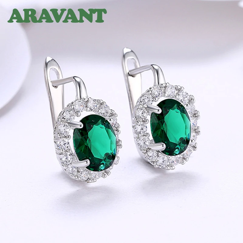 

Women Earrings Dazzling Big Round Green/White CZ Zircon Drop Earring Wedding Jewelry