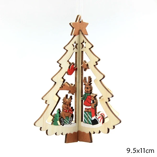 Tree 3 компл./лот 3D Рождественский деревянные подвески, украшения для дома для рождественской вечеринки Рождественская елка украшения Детские Рождественские подарки украшения - Цвет: Tree