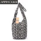 Женская сумка через плечо, из хлопка, черного и белого цветов