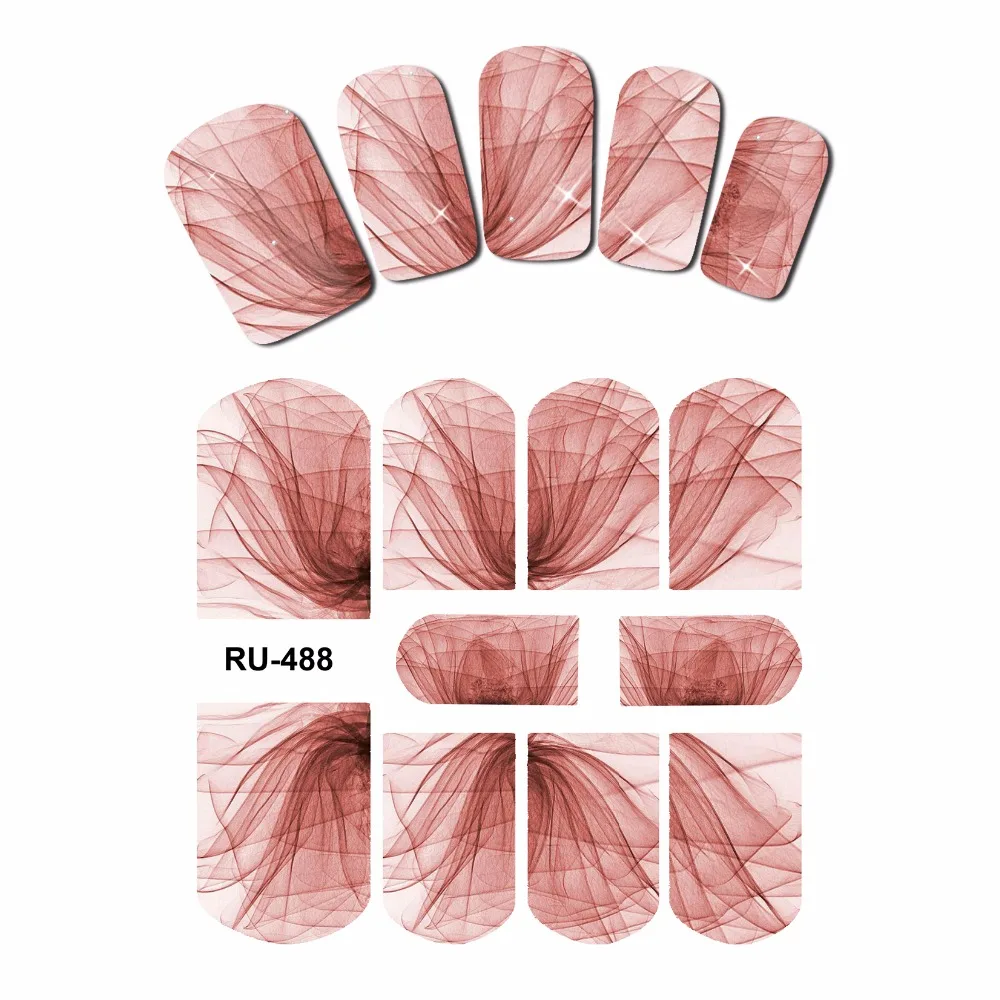 Наклейка для ногтей с полным покрытием UPRETTEGO прозрачные лепестки цветок розы