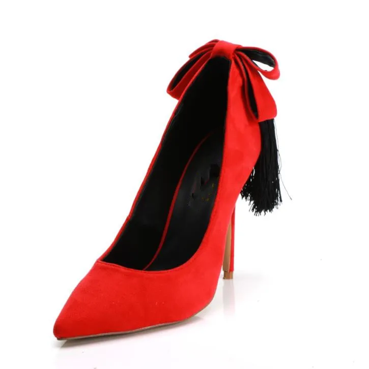2018 Autumn New Women Shoes Sexy High Heels Red Butterfly-knot Ladies Thin Prom Party Zapatos De Mujer | Обувь