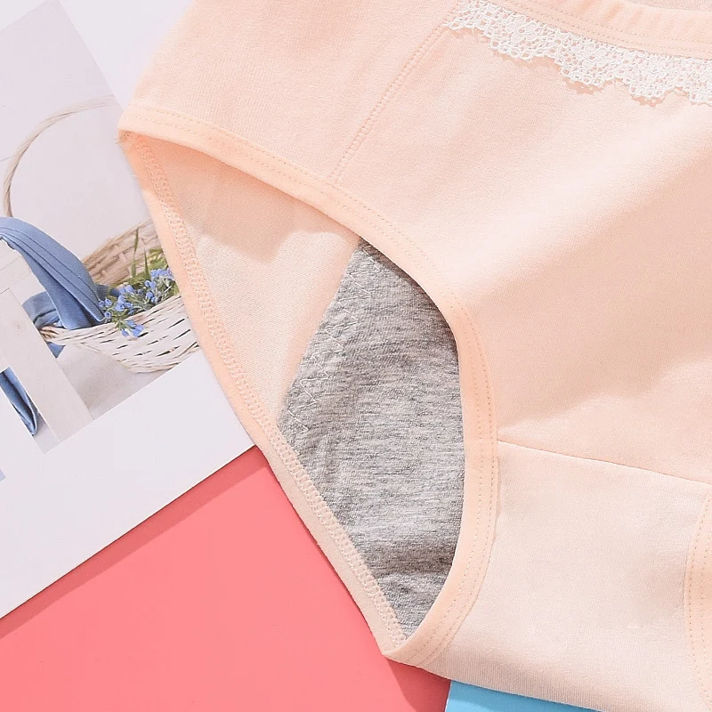 2pcs/Set Cotton Physiological Period Leak Proof Menstrual Panties Breathable Seamless Soft High Quality Women Underwear Breifs