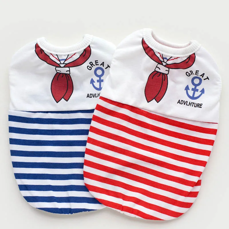 Летняя одежда для собак жилет с полосами морского флота хлопковые щенка собаки