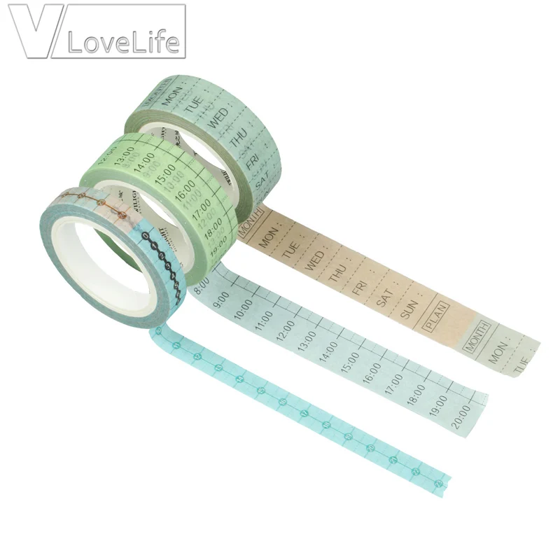 3 rolls DIY Еженедельный план васи клейкая лента ремесло клейкая лента «скотч» график времени Скрапбукинг Маскировочные наклейки Ремесленная лента 8 м - Цвет: 3 rolls