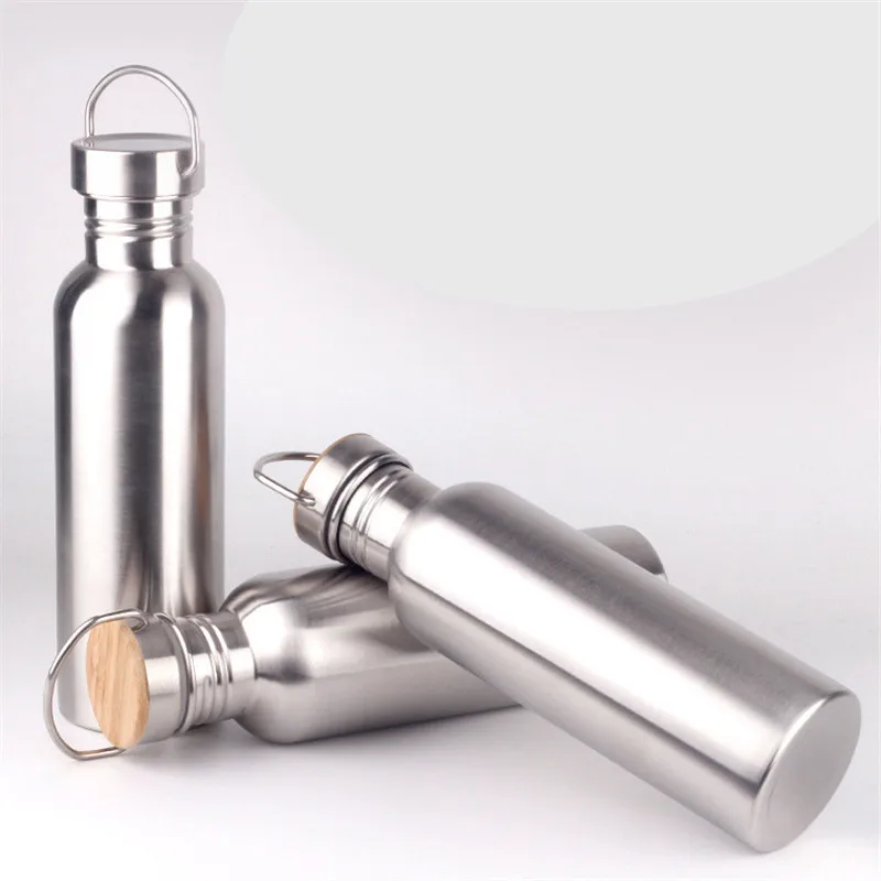 Горячая Bpa бесплатно 500/750 мл одна стенка портативный Нержавеющая сталь 304 Спорт и Открытый чайник велосипед моя бутылка для воды бамбуковая крышка