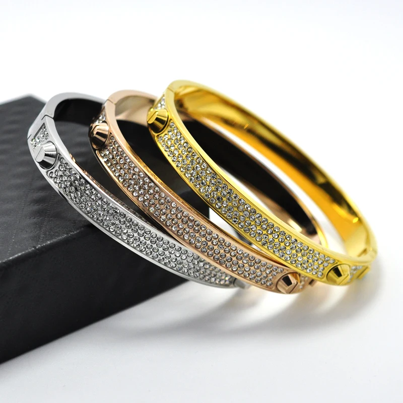 FYSARA Элитный бренд полный браслет с кристаллами Титан Сталь золотистыми