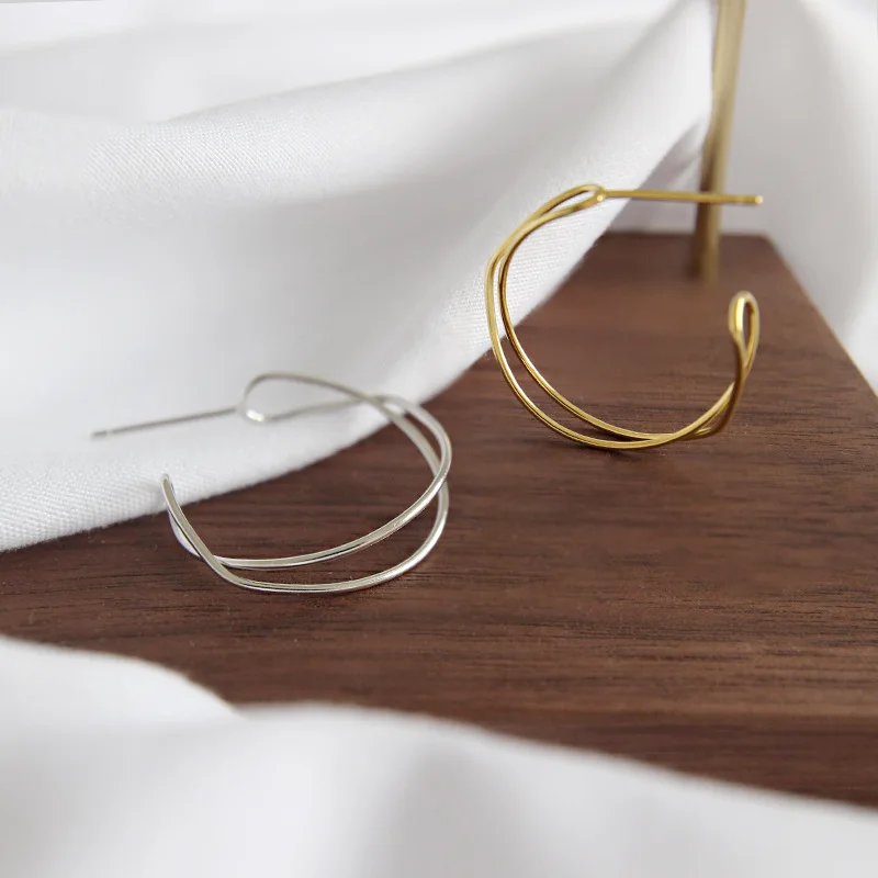 Шанис все-матч 925 пробы серебряные серьги-гвоздики в виде INS простой Twistful волны