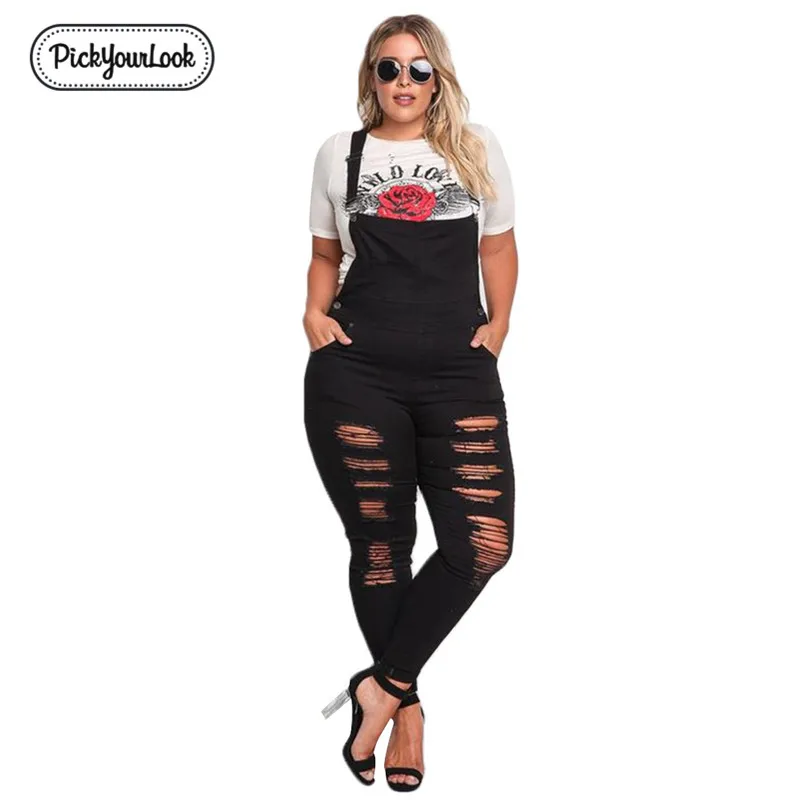 Pickyourlook женский комбинезон большого размера из однотонной джинсовой ткани размера плюс длинный комбинезон с открытой спиной винтажный тонкий уличная Черная открытая талия