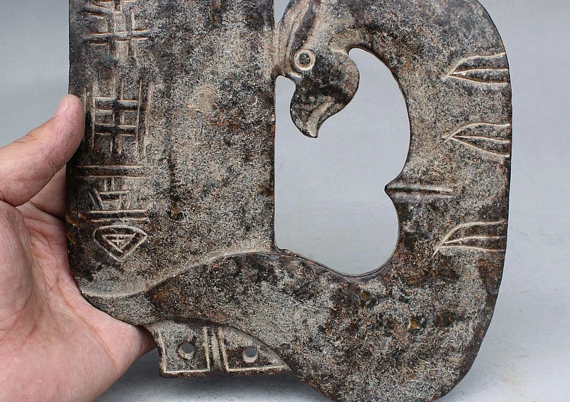 Antique Chinese LiangZhu Culture ritual services Stone Phoenix Statue Jade Gui | Дом и сад