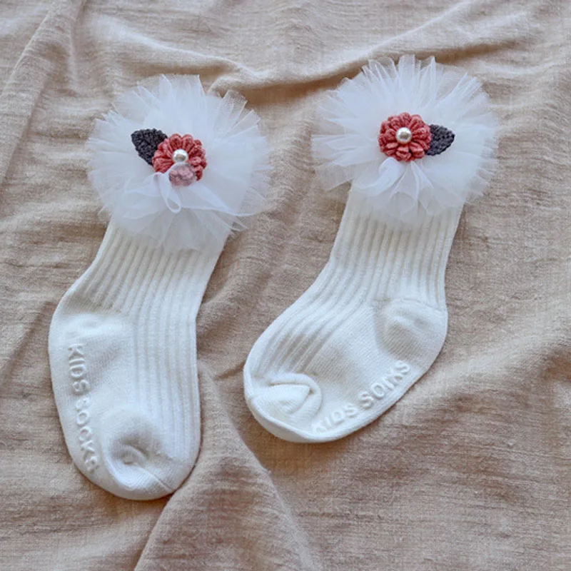 White Wecute/Носки для маленьких девочек с рисунком короны, Цветочные Носки принцессы с кроликом детские милые мягкие хлопковые носки с бантиком и Ангелом стиль - Цвет: White