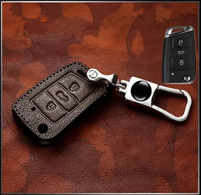 Винтаж из натуральной кожи Автомобильный ключ чехол для ключей VW Golf 7 GTI MK7 Octavia A7