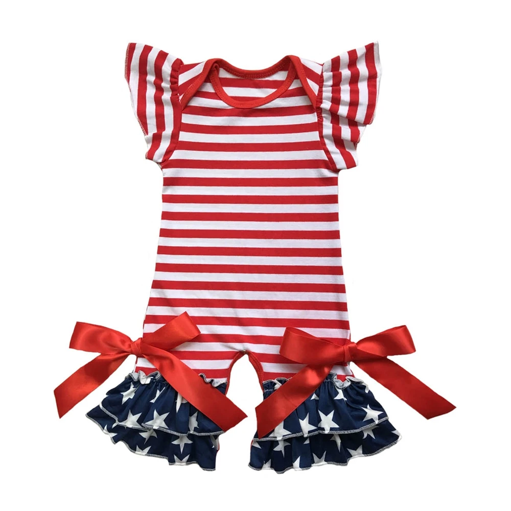 Одежда для малышей новорожденных 4th of July комбинезон младенцев девочек с буфами на