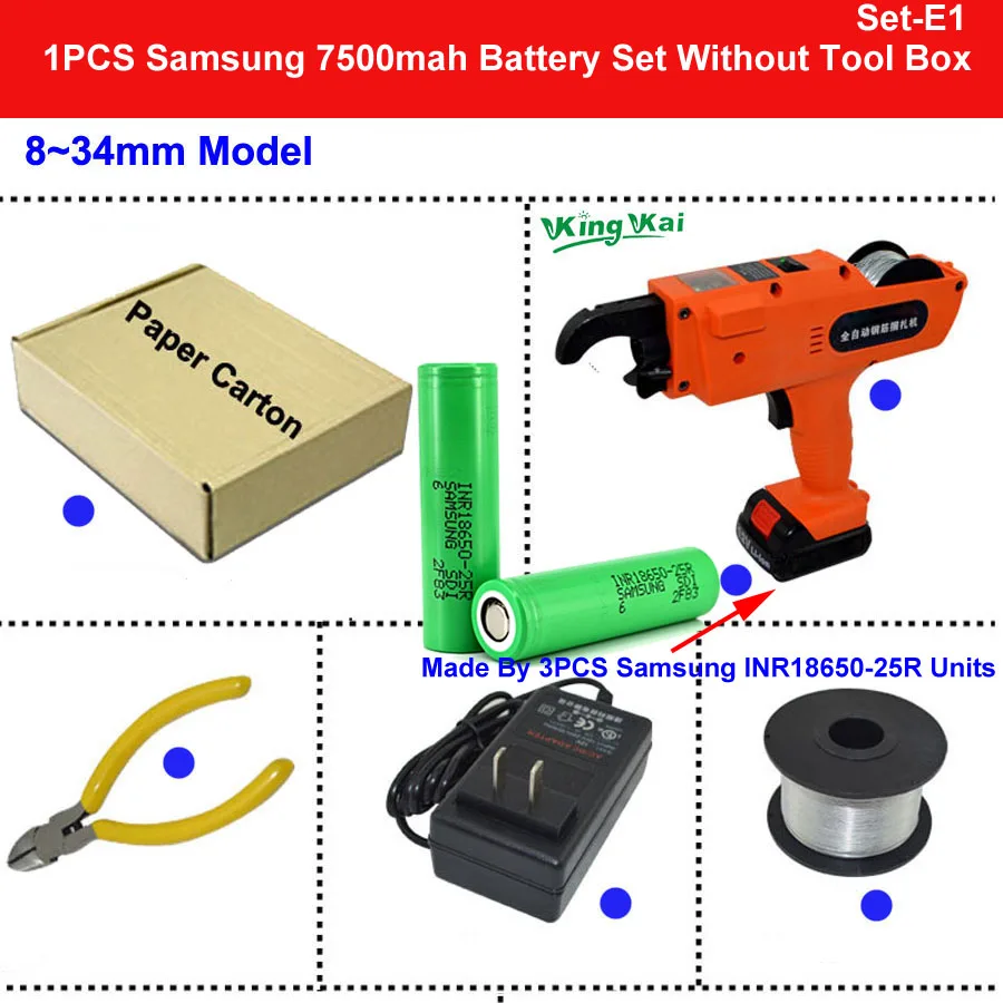 8-34 Samsung 7500H C 12V 15600mah автоматический беспроводной Перезаряжаемый литиевый аккумулятор, Электрический станок для завязывания арматуры, набор инструментов для строительства арматуры - Цвет: 8-34 Samsung 7500H C