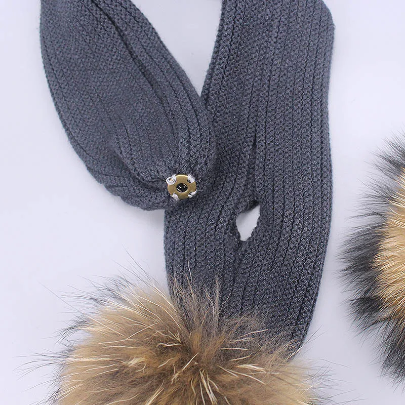 Детская шапка с помпоном зимний головной убор набор шарфов из натурального меха