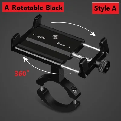 A-Rotatable-Black Держатель для телефона для велосипеда moto rcycle, вращающийся на 360 руль, держатель для телефона для велосипеда, зеркало заднего вида, держатель для мобильного телефона - Цвет: A-Rotatable-Black