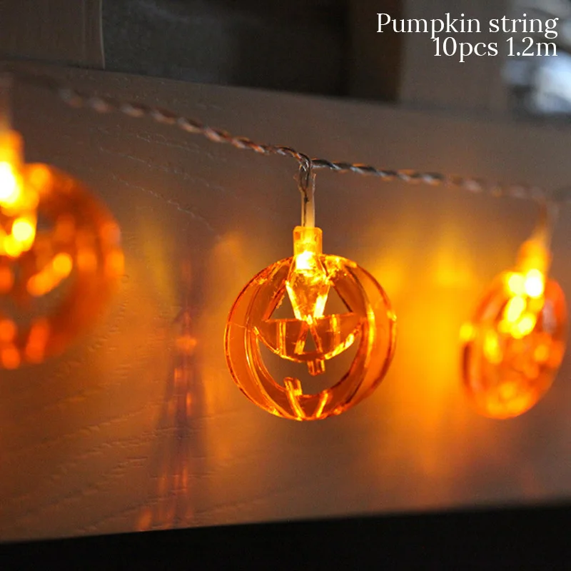 Pumpkin LED Light 10 светодиодный украшения для Хеллоуина, тыква, гирлянды с черепом, летучая мышь, призрак, глаз, светодиодный светильник, безумный, Хэллоуин, ЕВА, уличные, вечерние, Декор - Цвет: Pumpkin LED Light