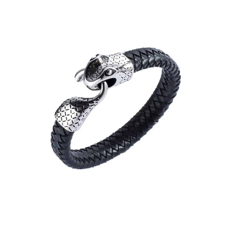Новая мода для мужчин очарование плетеный мужской кожаный браслет нержавеющая