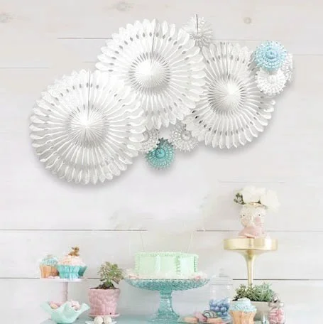 10 шт./компл. Снежинка веера из папиросной бумаги вырезанные бумажные украшения