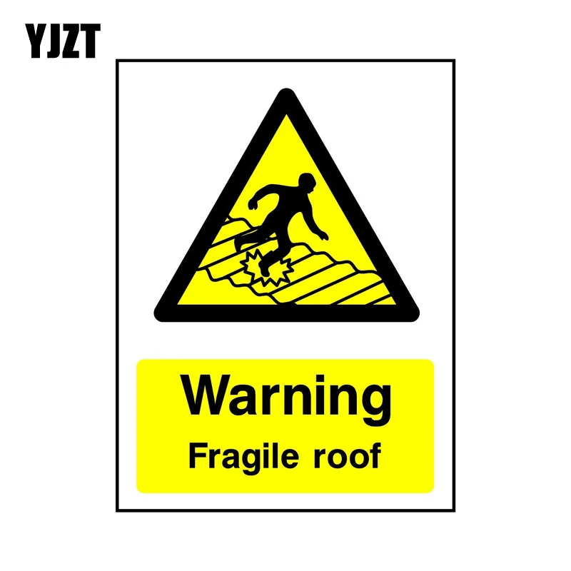 Фото YJZT 11 2*15 см Предупреждение/хрупкая крыша забавная ретро-Светоотражающая наклейка