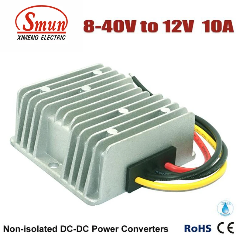 

Non-isolated Waterproof 12V 24V 36V to 12V 10A 120W Boost Buck DC-DC Converter