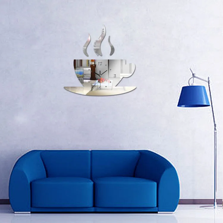 Новинка 2019 Большие зеркальные настенные наклейки для домашнего декора 3D часы
