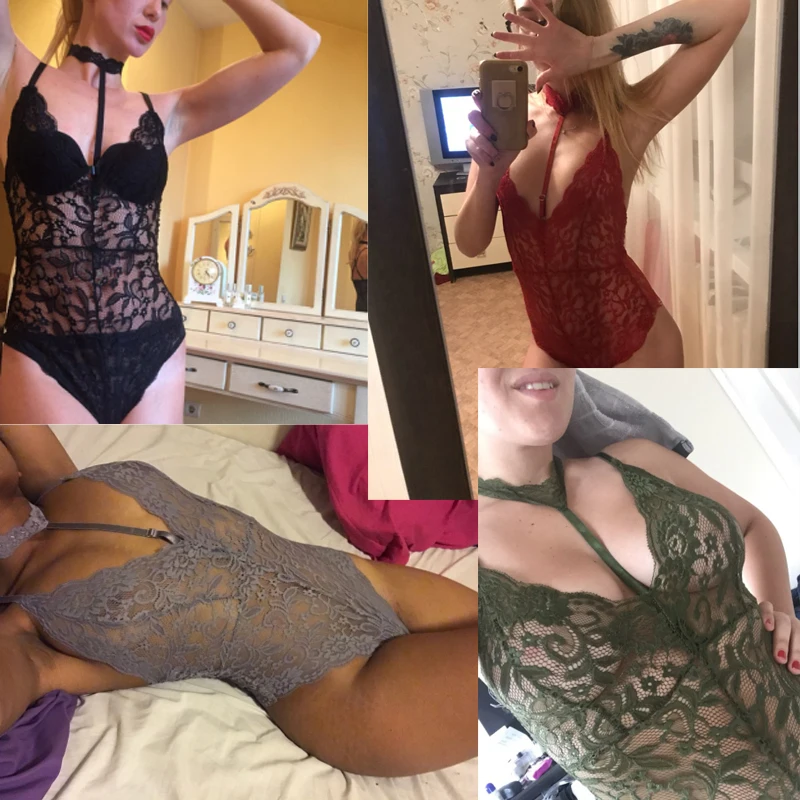 Женское кружевное боди с глубоким v-образным вырезом Liva Girl красный Облегающий
