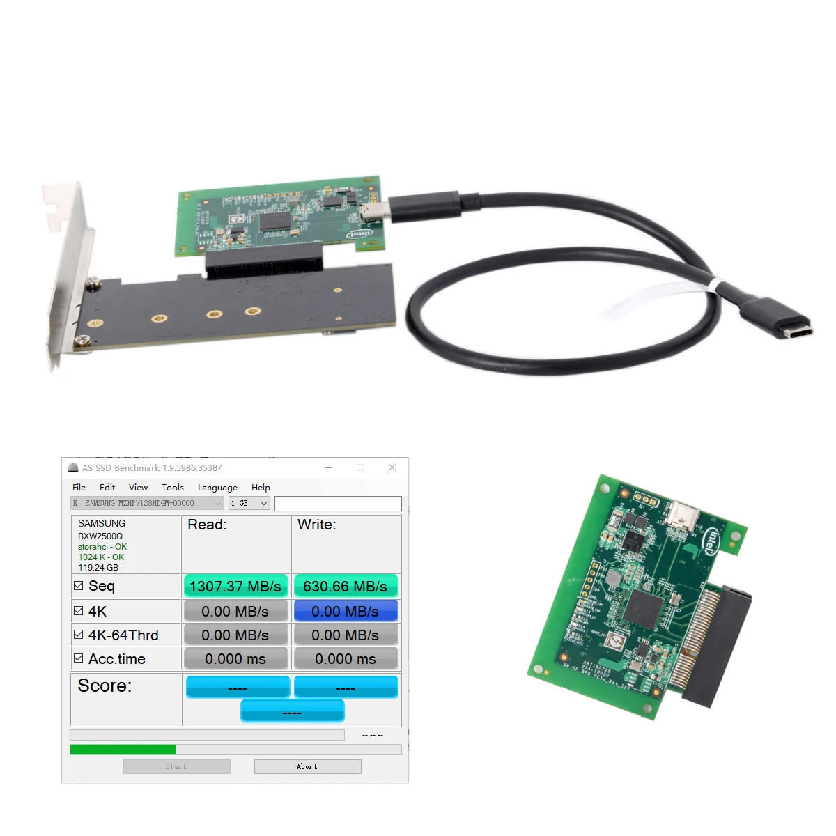 Кабель для преобразования карт Jimier Type C Thunderbot 3 в PCI Express E SSD Nvme NGFF M key 50 см