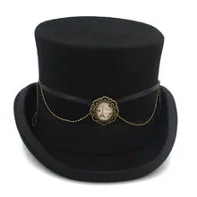Черный 100% шерсть DIY Fedora Шляпа стимпанк шляпа для женщин паровой