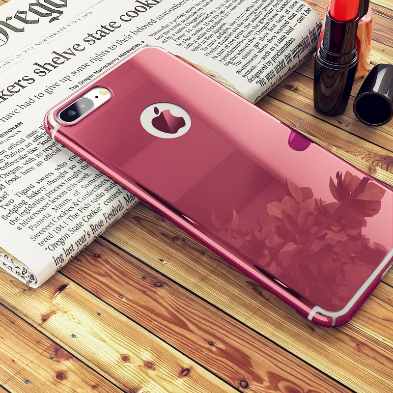 Roybens для iPhone 6 S Роскошный чехол Plus Bling Glossy Зеркало Metal кожи тонкий Логотип круг