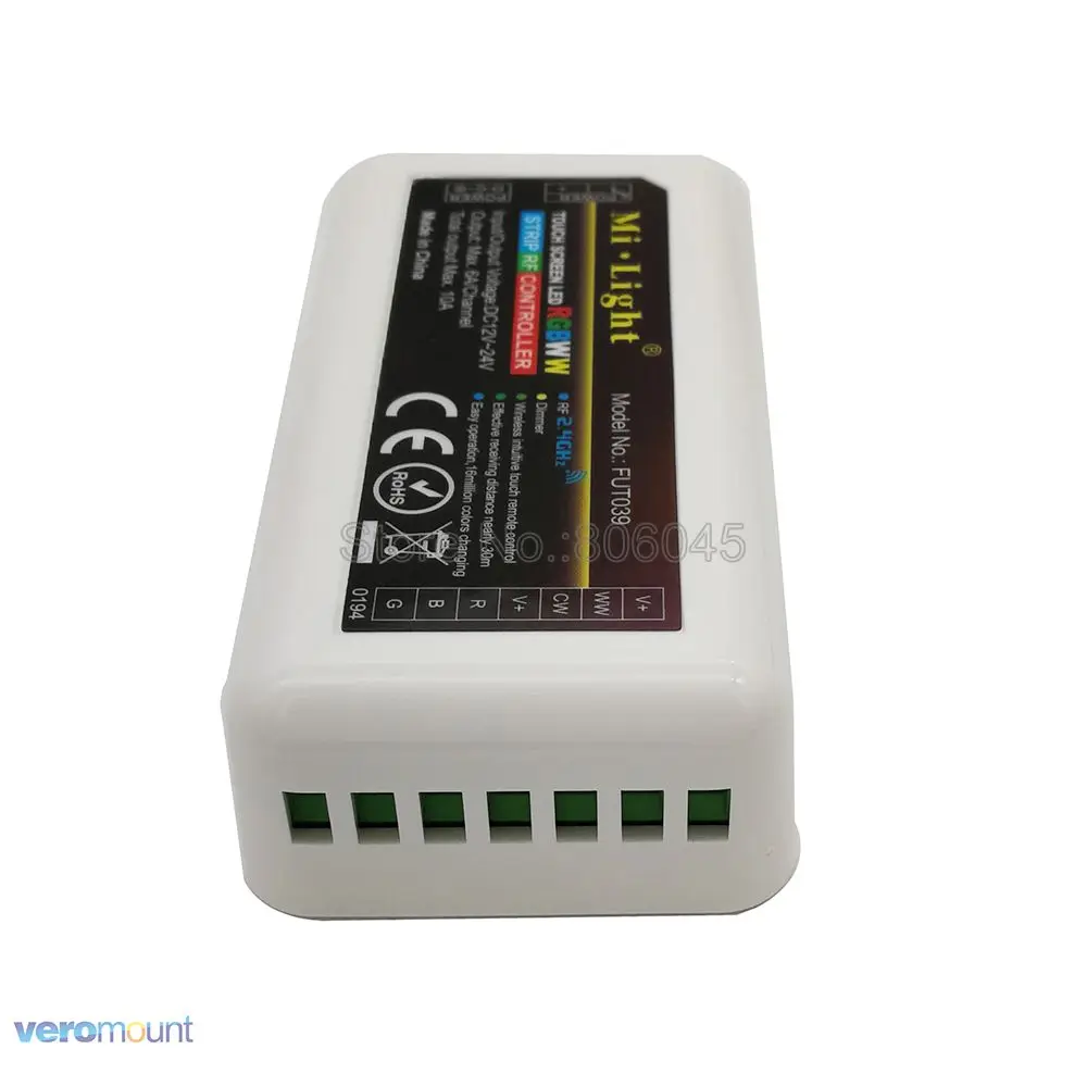 Miboxer FUT039 RGB+ CCT светодиодный Управление; 2,4 г 4-зоны RF Беспроводной для различных световых эффектов с Панель/Wi-Fi, Управление DC12-24V для RGB+ CW+ WW Светодиодные ленты