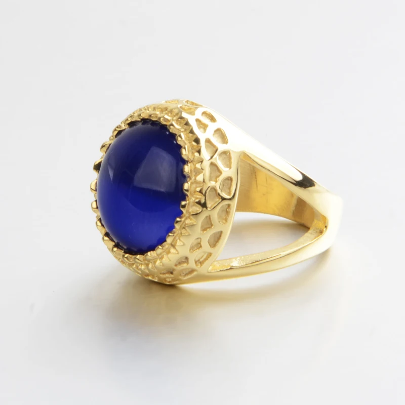 10 шт./лот очень большой синий камень океана нержавеющая сталь мужские ювелирные