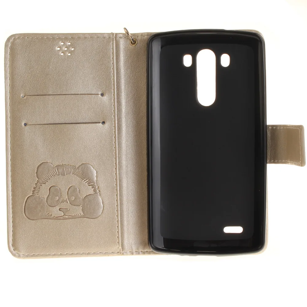 Cartoon Panda Pattern Phone Case For LG K7 K10 K8 G3 G4 Luxury 3D Embossed Leather Flip Wallet PU Bags Covers |