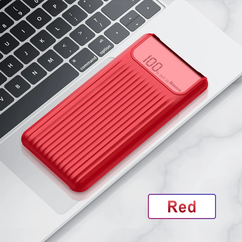 Baseus 10000 мАч lcd Dual USB Quick Charge 3,0 power Bank для iPhone XS Max 8 7 6 samsung Xiaomi QC3.0 power bank зарядное устройство - Цвет: RED