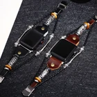 Кожаный ремешок для Apple Watch Series 7, 6, 5, 4, 3, 2, 1, 44 мм, 40 мм, Ретро ремешок для iWatch 42 мм, 38 мм, аксессуары