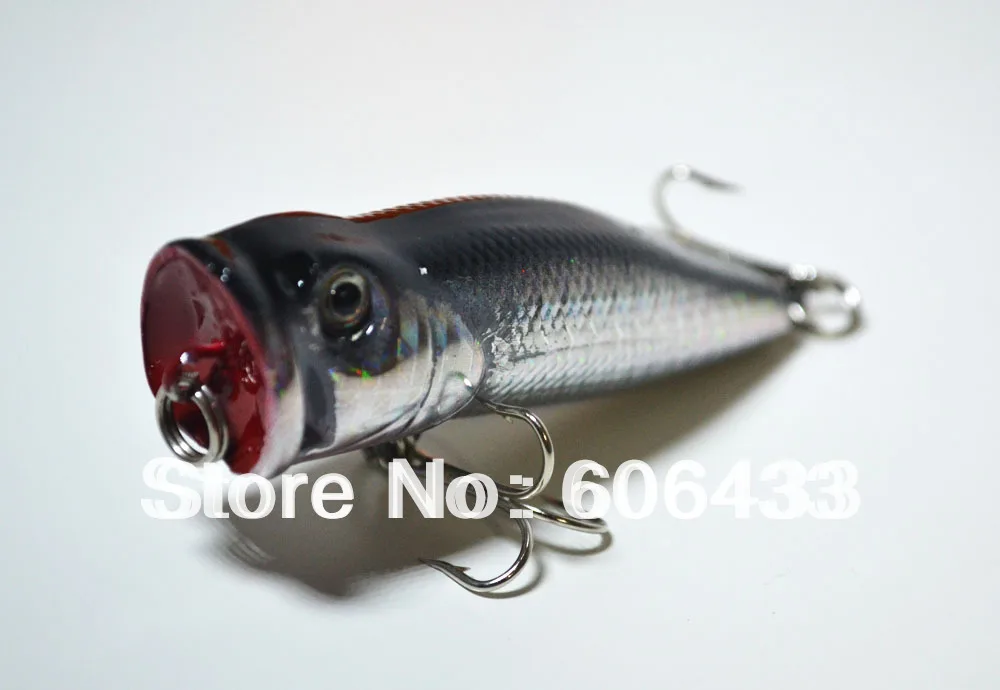 

10 Pieces Small Popper lure fish fishing lure grey black hook baits 7.5cm 10g