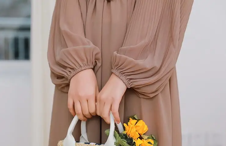 European style New arrivals summer Spring fashion women clothes temperament solid color vintage chiffon dress T3255