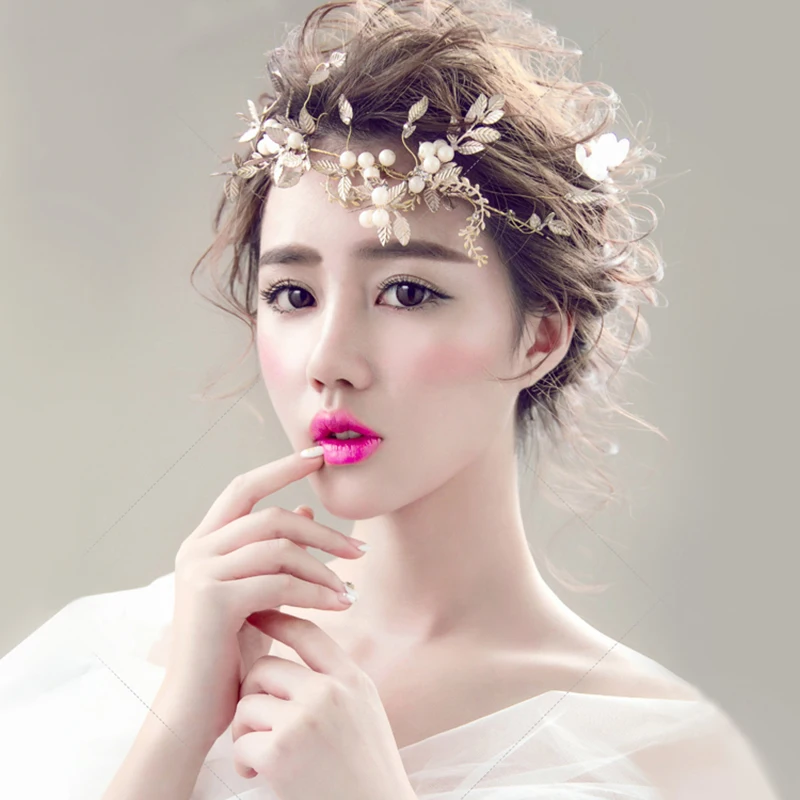 HIMSTORY Шарм ручной работы Цветочная фотожемчужина свадебный обруч для волос с