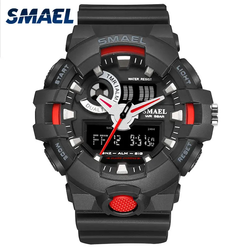 Часы мужские армейские SMAEL цифровые с секундомером датой двойным временем