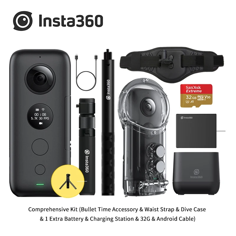 Comprehensive Kit Insta360 ONE X 5,7 K Качество видео 360 градусов камера видео контроль время и перспектива с TimeShif Insta 360 One X - Цветной: Comprehensive Kit