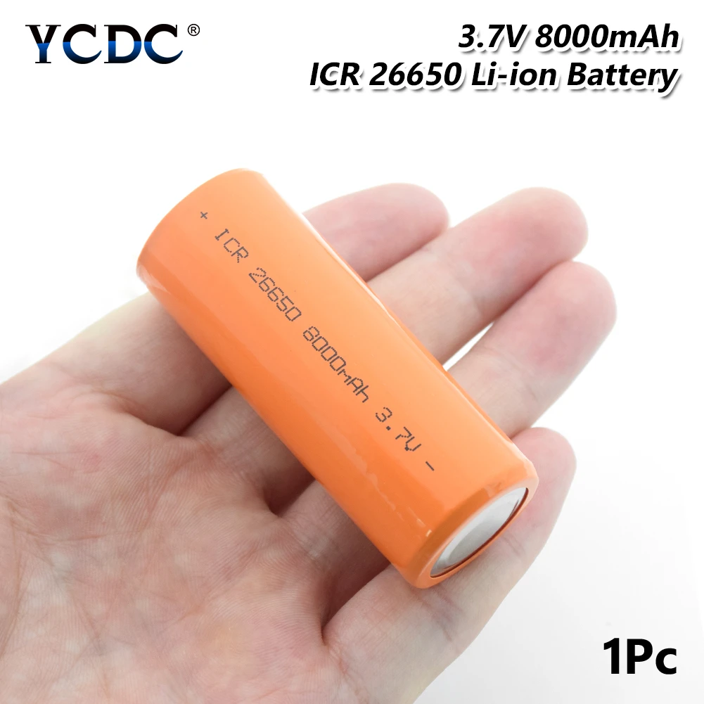 26650 батарея 3,7 V 8000mAh литий-ионная аккумуляторная батарея безопасные батареи промышленного использования батарея питания большой ток разряда - Цвет: 1 PCS