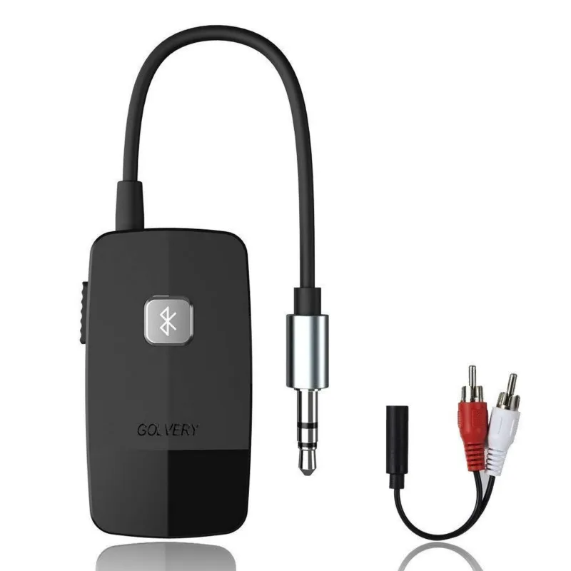 Bluetooth 4,2 приемник портативный беспроводной аудио адаптер с 3,5 мм RCA разъем для домашнего стерео потокового воспроизведения музыки или автомобильный динамик - Цвет: Черный