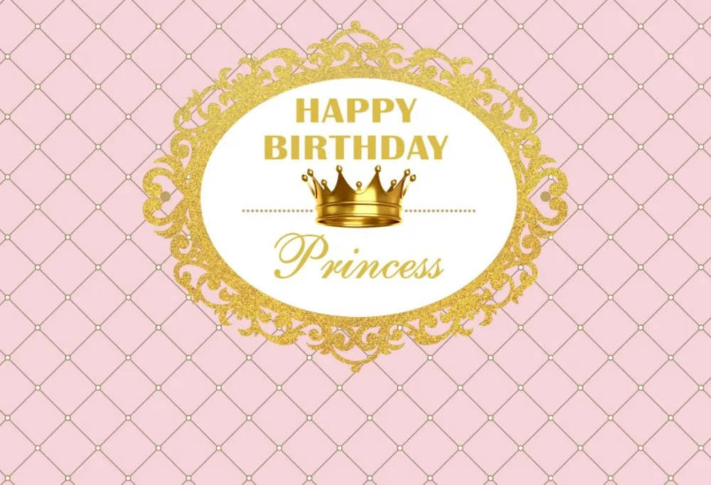 

7x5ft Happy Birthday Princess Pink Diamonds Crown Custom Washable Wrinkle Free Photo Studio Background Backdrop Polyester Fabric