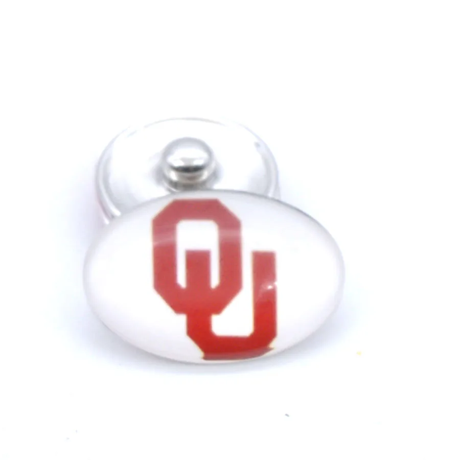 18mmX25mm Защелкивающаяся Кнопка Oklahoma Sooners Подвески сменные кнопки браслет футбольные фанаты подарок Paty день рождения - Окраска металла: 18mmX25mm