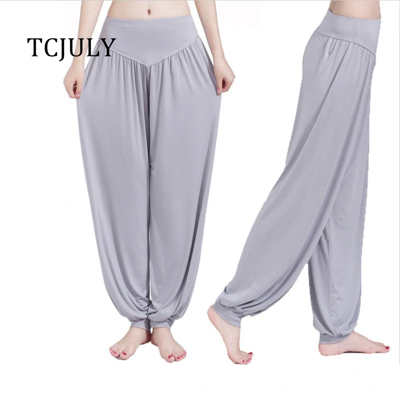 Женские брюки шаровары TCJULY эластичные однотонные палаццо с высокой талией