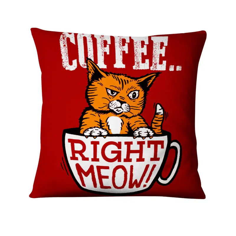 С милым рисунком кота цифровые печатные наволочка с мяу иллюстрация