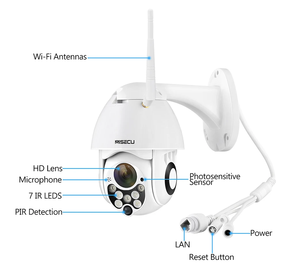 WI FI 1080 P PoE IP PTZ Камера открытый IP66 Скорость купольная камера видеонаблюдения s