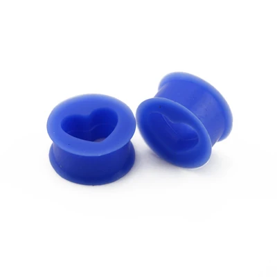 Showlove-1Pair, силиконовые, разная форма, для уха, тоннель, пустотелые беруши, калибр, серьги, расширитель, пирсинг, ювелирные изделия для тела, 4 мм-20 мм - Окраска металла: Heart Blue