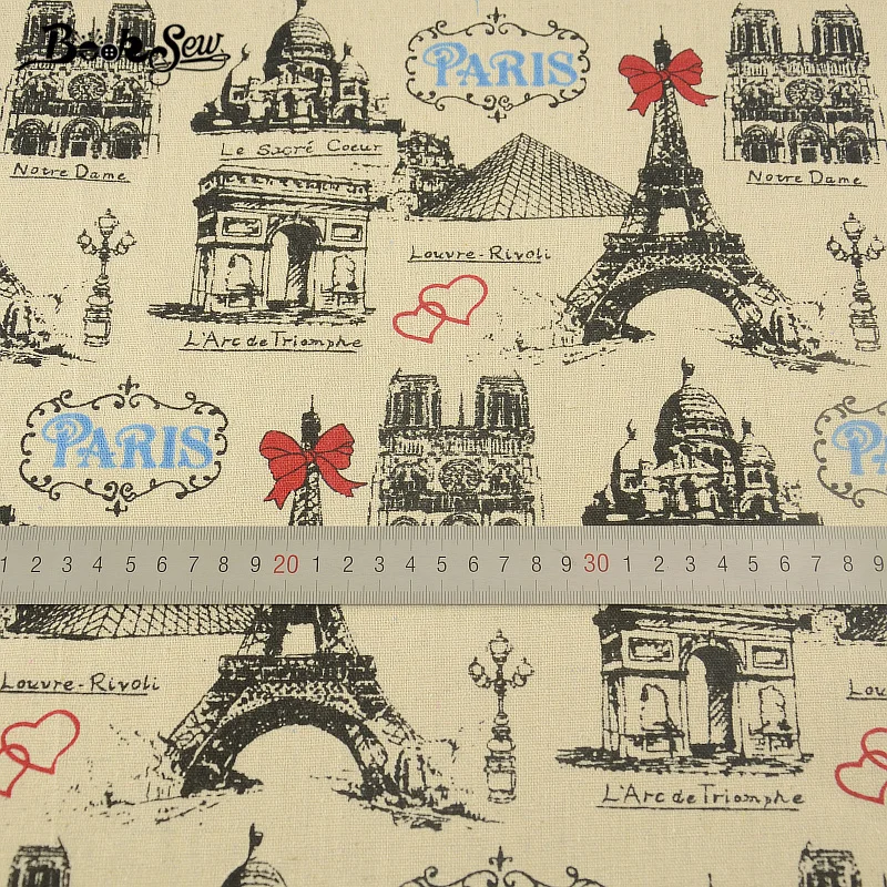Home Textile Paris Theme Style Cotton Linen Fabric Booksew Sewing Tissu For Tablecloth Pillow Bag Curtain Cushion Decoration|cotton linen