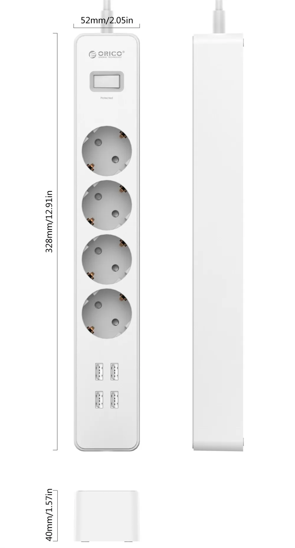 ORICO Smart power Strip розетки EU Plug 5V2. 4A переключатель перегрузки стабилизатор напряжения 4 выхода 4 порта USB зарядное устройство 1,8 м удлинитель