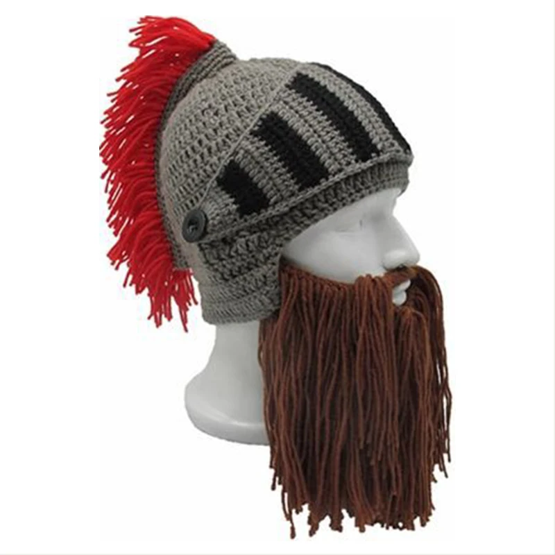 Вязаные шлемы с викингом римские рыцарь-воин вязаные крючком усы викинги вязаная